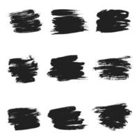 uppsättning av smutsiga konstnärliga abstrakta element med penseldrag svart färg textur vektorillustration isolerad på vit bakgrund. kalligrafi penslar hög detalj abstrakta element. vektor