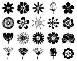 uppsättning av blommig blomma element symbol ikoner vektor