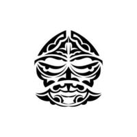 samuraj mask. traditionell totem symbol. svart tatuering i stil med de gamla stammarna. svart och vit färg, platt stil. handritad vektorillustration. vektor