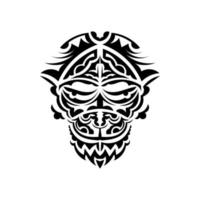 samuraj mask. traditionell totem symbol. svart tribal tatuering. svart och vit färg, platt stil. vektor illustration.