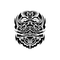 schwarz-weiße Tiki-Maske. einheimische polynesier und hawaiianer tiki illustration in schwarz und weiß. isoliert auf weißem Hintergrund. Tattoo-Skizze. Vektor-Illustration. vektor