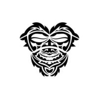 samuraj mask. traditionell totem symbol. svart tatuering i maoristil. isolerad på vit bakgrund. handritad vektorillustration. vektor