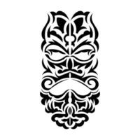 Tiki-Masken-Design. erschreckende masken im lokalen ornament polynesiens. isoliert. Tattoo-Skizze. Vektor-Illustration. vektor