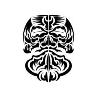 svart och vit tiki mask. traditionellt dekormönster från polynesien och hawaii. isolerat. platt stil. vektor illustration.