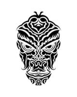 stammask. traditionell totem symbol. svart tatuering i stil med de gamla stammarna. svart och vit färg, platt stil. vektor. vektor