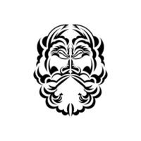 svart och vit tiki mask. traditionellt dekormönster från polynesien och hawaii. isolerad på vit bakgrund. platt stil. vektor illustration.