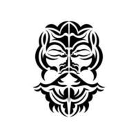 svart och vit tiki mask. traditionellt dekormönster från polynesien och hawaii. isolerat. tatueringsskiss. vektor illustration.