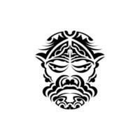 samuraj mask. traditionell totem symbol. svart tatuering i samoansk stil. svart och vit färg, platt stil. vektor. vektor