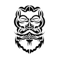 Tiki-Masken-Design. einheimische polynesier und hawaiianer tiki illustration in schwarz und weiß. isoliert. Tattoo-Skizze. Vektor-Illustration. vektor