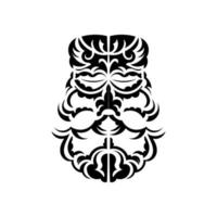svart och vit tiki mask. traditionellt dekormönster från polynesien och hawaii. isolerat. tatueringsskiss. vektor. vektor