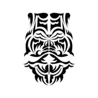 Tiki-Masken-Design. erschreckende masken im lokalen ornament polynesiens. isoliert auf weißem Hintergrund. flacher Stil. Vektor. vektor
