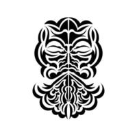 tiki mask design. skrämmande masker i den lokala prydnaden i polynesien. isolerad på vit bakgrund. redo tatuering mall. vektor illustration.
