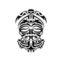 stammask. monokroma etniska mönster. svart tatuering i maoristil. svart och vit färg, platt stil. vektor. vektor