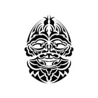 stammask. monokroma etniska mönster. svart tribal tatuering. svart och vit färg, platt stil. vektor illustration.