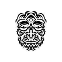 stammask. traditionell totem symbol. svart tatuering i stil med de gamla stammarna. svart och vit färg, platt stil. handritad vektorillustration. vektor