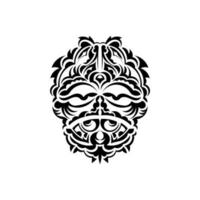 stammask. traditionell totem symbol. svart tatuering i samoansk stil. svart och vit färg, platt stil. vektor illustration.
