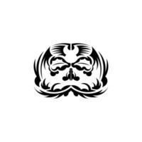 svart och vit tiki mask. skrämmande masker i den lokala prydnaden i polynesien. isolerad på vit bakgrund. platt stil. vektor illustration.