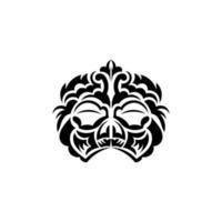 maori mask. infödda polynesier och hawaiians tiki illustration i svart och vitt. isolerat. tatueringsskiss. vektor illustration.