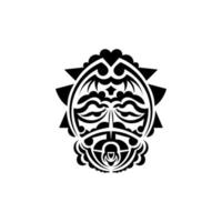 stammask. traditionell totem symbol. svart tatuering i samoansk stil. isolerad på vit bakgrund. handritad vektorillustration. vektor