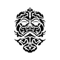 tiki mask design. infödda polynesier och hawaiians tiki illustration i svart och vitt. isolerad på vit bakgrund. tatueringsskiss. vektor illustration.