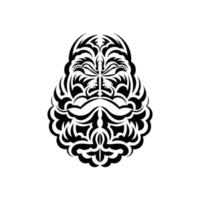 Maori-Maske. einheimische polynesier und hawaiianer tiki illustration in schwarz und weiß. isoliert. flacher Stil. Vektor-Illustration. vektor