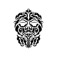 svart och vit tiki mask. traditionellt dekormönster från polynesien och hawaii. isolerad på vit bakgrund. tatueringsskiss. vektor illustration.