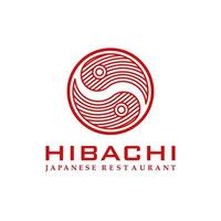 Hibachi japansk restaurang logotyp i rött vektor