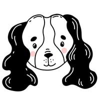 söt hund spaniel. vektor illustration i linjär handritad doodle stil