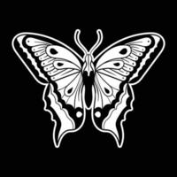 Schmetterling schwarz-weiß handgezeichneter Stil für Tattoo-Aufkleber usw. Premium-Vektor vektor
