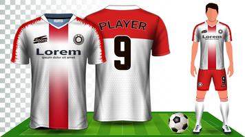 Fußballtrikot, Trikot oder Fußballtrikot Uniform Presentation Mockup Template. vektor