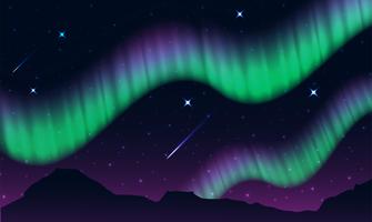 aurora, polarljus, norrsken eller södra ljus är en naturlig ljusskärm i jordens himmel, vektor