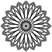 Umriss-Mandala. dekorative runde gekritzelblume lokalisiert auf weißem hintergrund. geometrisches Kreiselement. vektor