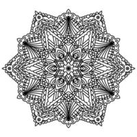 Blumenmandala mit schwarzem Umriss. vintage dekoratives element. dekorative runde gekritzelblume lokalisiert auf weißem hintergrund. geometrisches Kreiselement. vektor