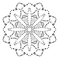 gepunktete Blumen-Mandala. dekoratives Element. dekoratives rundes Gekritzel lokalisiert auf weißem Hintergrund. geometrisches Kreiselement. vektor