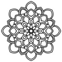 Blumenmandala mit schwarzem Umriss. vintage dekoratives element. dekorative runde gekritzelblume lokalisiert auf weißem hintergrund. geometrisches Kreiselement. vektor