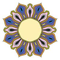 söt färgglad mandala. dekorativa runda doodle blomma isolerad på vit bakgrund. geometrisk dekorativ prydnad i etnisk orientalisk stil. vektor