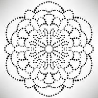gepunktete Blumen-Mandala. dekoratives Element. dekoratives rundes Gekritzel lokalisiert auf weißem Hintergrund. geometrisches Kreiselement. vektor