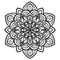 Umriss-Mandala. dekorative runde gekritzelblume lokalisiert auf weißem hintergrund. geometrisches Kreiselement. vektor