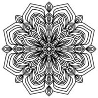 svart kontur blomma mandala. vintage dekorativa element. dekorativa runda doodle blomma isolerad på vit bakgrund. geometrisk cirkel element. vektor