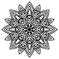 Blumenmandala mit schwarzem Umriss. vintage dekoratives element. dekorative runde gekritzelblume lokalisiert auf weißem hintergrund. geometrisches Kreiselement. vektor