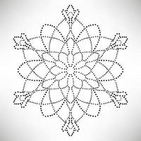 gepunktete Blumen-Mandala. dekoratives Element. dekoratives rundes Gekritzel lokalisiert auf weißem Hintergrund. geometrisches Kreiselement. vektor