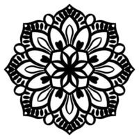 Umriss-Mandala. dekorative runde gekritzelblume lokalisiert auf weißem hintergrund. geometrisches Kreiselement. vektor