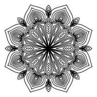 Blumenmandala mit schwarzem Umriss. vintage dekoratives element. dekorative runde gekritzelblume lokalisiert auf weißem hintergrund. geometrisches Kreiselement. vektor