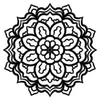 Umriss-Mandala. dekorative runde gekritzelblume lokalisiert auf weißem hintergrund. geometrisches Kreiselement. vektor