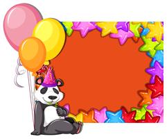 Panda på födelsedagskortmall vektor
