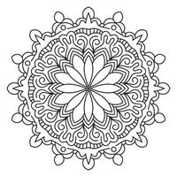 Umriss-Mandala. dekorative runde gekritzelblume lokalisiert auf weißem hintergrund. geometrisches Kreiselement. vektor