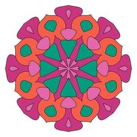 söt färgglad mandala. dekorativa runda doodle blomma isolerad på vit bakgrund. geometrisk dekorativ prydnad i etnisk orientalisk stil. vektor