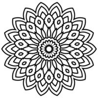 Blumenmandala mit schwarzem Umriss. vintage dekoratives element. dekorative runde gekritzelblume lokalisiert auf weißem hintergrund. geometrisches Kreiselement. vektor