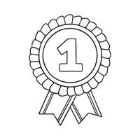handgezeichnetes Medaillengekritzel. meister- und gewinnerpreismedaille mit band im skizzenstil. Vektor-Illustration isoliert auf weißem Hintergrund. vektor