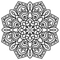 Blumenmandala mit schwarzem Umriss. vintage dekoratives element. dekorative runde gekritzelblume lokalisiert auf weißem hintergrund. geometrisches Kreiselement. vektor